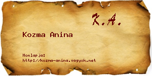 Kozma Anina névjegykártya